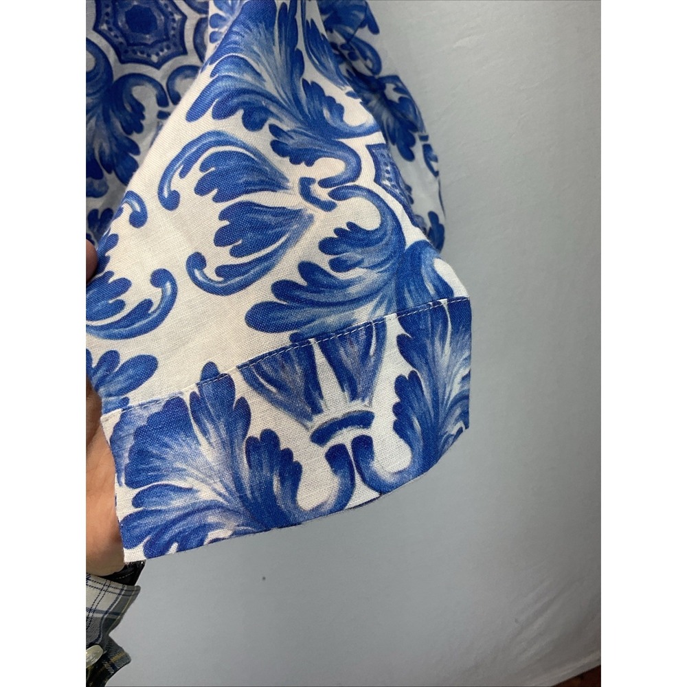 Idillio Positano womens blue floral linen L/S size MD Italy drawstring waist - Picture 3 of 8